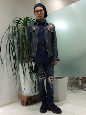 「ATTACHMENT（アタッチメント）のアイテム（財布/小物）」を使った、長野晃宏さん（メンズ・165cm）の秋コーディネート