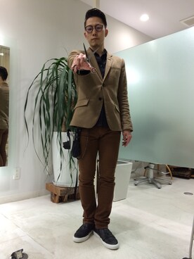 「ATTACHMENT（アタッチメント）のアイテム（財布/小物）」を使った、長野晃宏さん（メンズ・165cm）の秋コーディネート