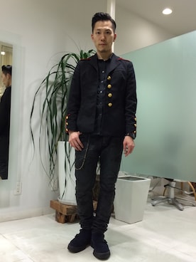 「ATTACHMENT（アタッチメント）のアイテム（財布/小物）」を使った、長野晃宏さん（メンズ・165cm）の冬コーディネート
