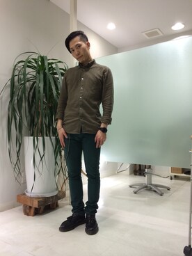 「ATTACHMENT（アタッチメント）のアイテム（財布/小物）」を使った、長野晃宏さん（メンズ・165cm）の冬コーディネート