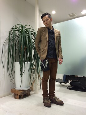 「ラビットファー」｜長野晃宏さん（メンズ・165cm）の冬コーディネート