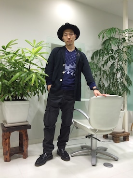 「umit benan（ウミットベナン）のアイテム（パンツ）」を使った、長野晃宏さん（メンズ・165cm）の春コーディネート