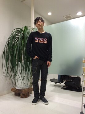 「SIBLING（シブリング）のアイテム」を使った、長野晃宏さん（メンズ・165cm）の春コーディネート