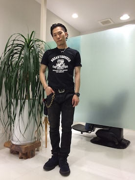 「SOPHNET.（ソフネット）のアイテム（ウォレットチェーン）」を使った、長野晃宏さん（メンズ・165cm）の夏コーディネート