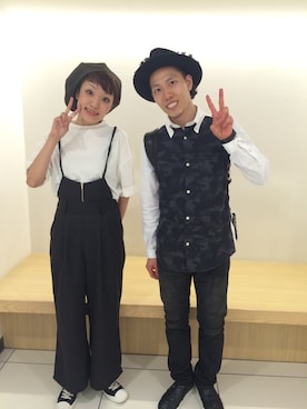 「ART COMES FIRST（アートカムズファースト）のアイテム（帽子）」を使った、長野晃宏さん（メンズ・165cm）の秋コーディネート