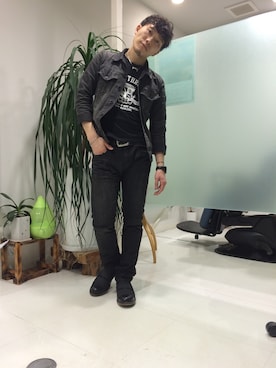 「R.J.B（アールジェイビー）のアイテム」を使った、長野晃宏さん（メンズ・165cm）の春コーディネート