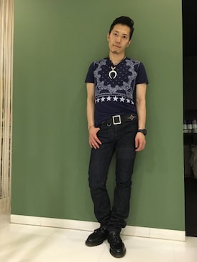 「スター」｜「アイテム（アクセサリー）」を使った、長野晃宏さん（メンズ・165cm）の夏コーディネート