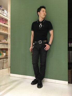 「The Flat Head（ザ・フラットヘッド）のアイテム（ウォレットチェーン）」を使った、長野晃宏さん（メンズ・165cm）の夏コーディネート