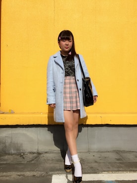 「アイテム（チェスターコート）」を使った、ISHIKAWA YUUKAさん（レディース・155cm・10代）の冬コーディネート