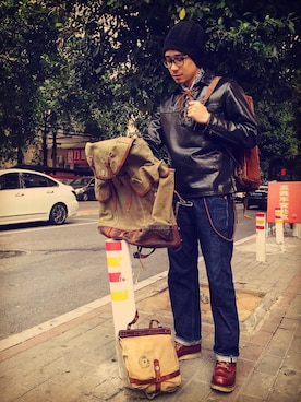 「BUCO（ブコ）のアイテム」を使った、高调晖儿さん（メンズ・173cm）の冬コーディネート