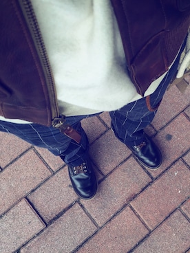 「アイテム（ミリタリージャケット、ブラウン系）」を使った、高调晖儿さん（メンズ・173cm）の冬コーディネート