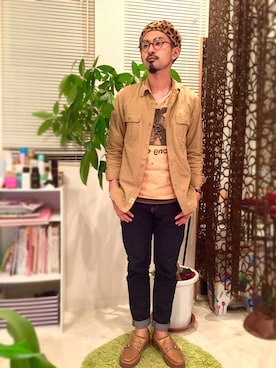 「アイテム（ハンチング/ベレー帽）」を使った、higekawaさん（メンズ・172cm・20代）の秋コーディネート