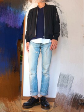 「アイテム（MA-1）」を使った、KENTさん（メンズ・177cm・20代）の秋コーディネート