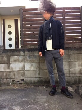 「アイテム（MA-1）」を使った、KENTさん（メンズ・177cm・20代）の秋コーディネート