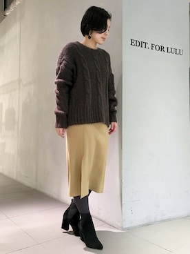 「EDIT. FOR LULU（エディットフォールル）のアイテム」を使った、スタッフ8さん（レディース・156cm）の冬コーディネート