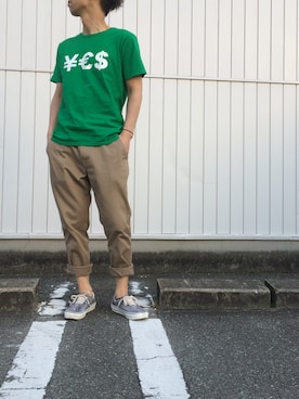 「MONKEY TIME（モンキータイム）のアイテム（スニーカー）」を使った、☈ ¥ ⍨⃝⇑さん（メンズ・175cm）の春コーディネート