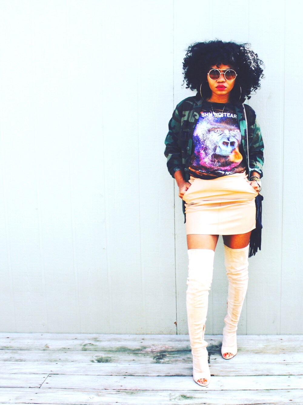 「#fashion、kcblogger、chicagoblogger」｜「FOREVER 21のアイテム（スカート、ベージュ系）」を使った、WrightTwinsさん（レディース・160cm）の秋コーディネートの1枚目の写真