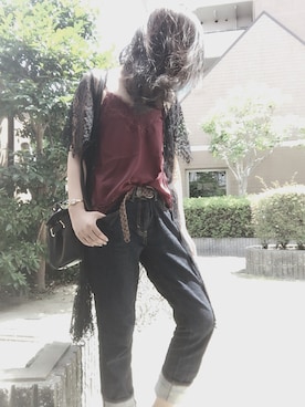 「赤」｜「アイテム（キャミソール）」を使った、anさん（レディース・168cm・20代）の夏コーディネート