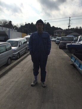 「アイテム（つなぎ/オールインワン）」を使った、ともひろさん（メンズ・177cm）の冬コーディネート