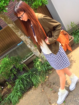 「茨城スナップ」｜「アイテム（ブルゾン）」を使った、reichelさん（レディース・148cm）の春コーディネート