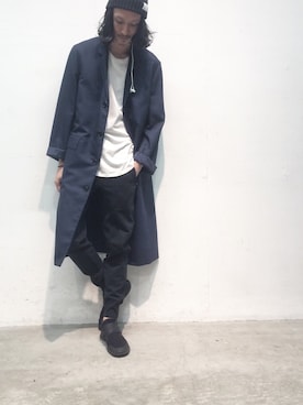 「MARNI（マルニ）のアイテム（チェスターコート）」を使った、賀津 塔さん（メンズ・178cm）の秋コーディネート