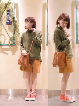 「ネオボヘ」｜荒井愛花さん（レディース・151cm）の秋コーディネート