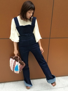 「lilLilly（リルリリー）のアイテム（オールインワン・サロペット）」を使った、荒井愛花さん（レディース・151cm）の夏コーディネート