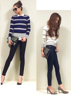 「アイテム（クラッチバッグ、グレー系）」を使った、chika Uさん（レディース・164cm）の冬コーディネート