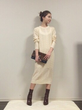 「アイテム（クラッチバッグ、その他）」を使った、chika Uさん（レディース・164cm）の冬コーディネート