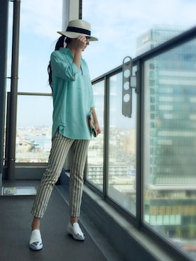 「DRWCYS（ドロシーズ）のアイテム（スラックス）」を使った、chika Uさん（レディース・164cm）の春コーディネート