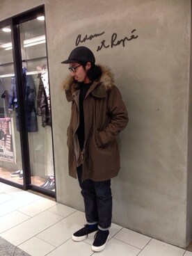 「ADAM ET ROPE'（アダムエロペ）のアイテム（モッズコート）」を使った、Keigo-Mizutaniさん（メンズ・180cm）の秋コーディネート