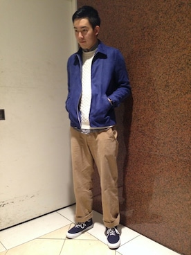 「ADAM ET ROPE'（アダムエロペ）のアイテム（ライダースジャケット）」を使った、Keigo-Mizutaniさん（メンズ・180cm）の冬コーディネート