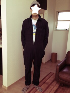 「GLOBAL WORK（グローバルワーク）の綿麻ワッチキャップFW/549792【GLOBAL WORK】（ニットキャップ/ビーニー、ブルー系）」を使った、のののぶぶさん（メンズ・180cm）の秋コーディネート