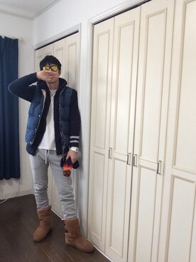 「TCSS（ティーシーエスエス）のアイテム（ニットキャップ/ビーニー）」を使った、Mitsuさん（メンズ・178cm）の冬コーディネート