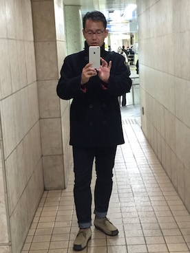 「アイテム（ピーコート）」を使った、hiroさん（メンズ・175cm・40代）の冬コーディネート