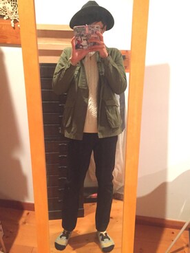 「grn」｜「アイテム（ミリタリージャケット）」を使った、Hajimeさん（メンズ・176cm）の秋コーディネート