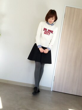 「シャツ×スウェット」｜「アイテム（その他シューズ）」を使った、collet 小林  愛さん（レディース・152cm）の冬コーディネート
