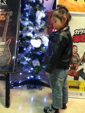 「西松屋（ニシマツヤ）のアイテム（ライダースジャケット）」を使った、magumaguさん（キッズ・80cm）の秋コーディネート
