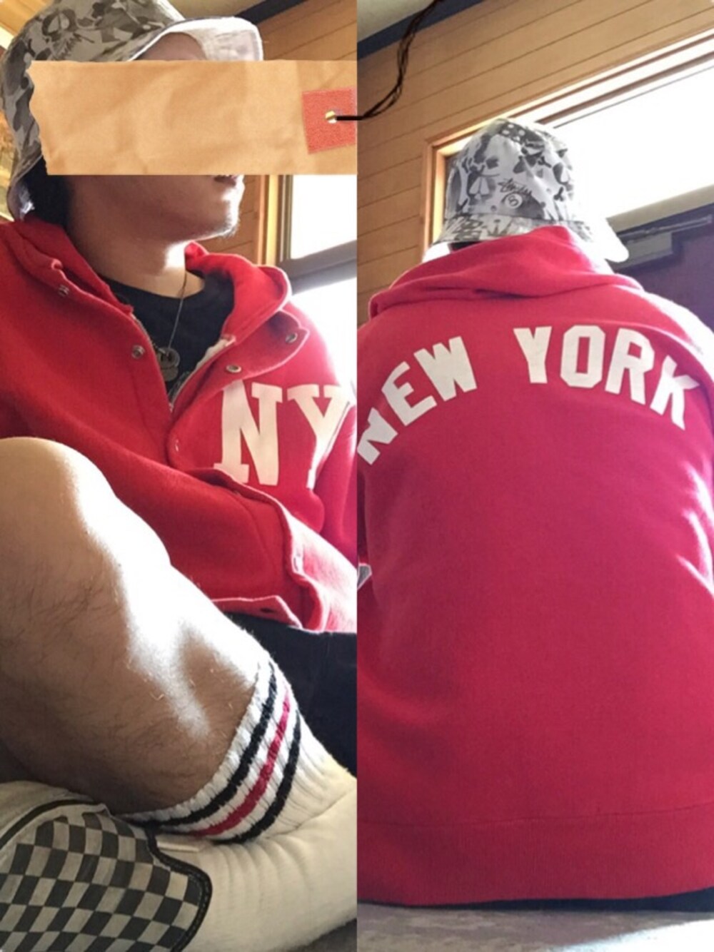 「スリッポン、スニーカー、スウェット、パーカー、SK8　、ラインソックス、ハット」｜「STUSSYのアイテム（ハット、ホワイト系）」を使った、ゆうへいさん（メンズ・172cm）の春コーディネートの1枚目の写真