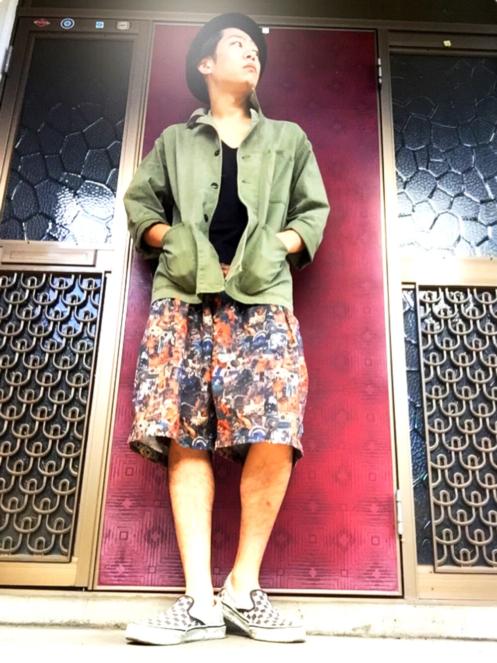 「vintage、ヴィンテージ、古着、stussy、VANS、スニーカー、カバーオール、ミリタリー、ハット」｜「STUSSYのアイテム（その他パンツ、その他）」を使った、ゆうへいさん（メンズ・172cm）の秋コーディネートの1枚目の写真