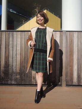 「アイテム（ムートンコート）」を使った、しげさん（レディース・162cm・20代）の冬コーディネート