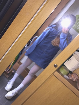 「usedのアイテム（ワンピース、ブルー系）」を使った、みさん（レディース・160cm）の冬コーディネート