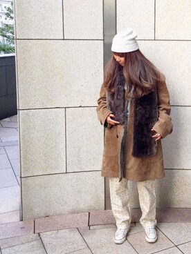 「MCM（エムシーエム）のアイテム（パンツ）」を使った、YUKIさん（レディース・163cm）の冬コーディネート