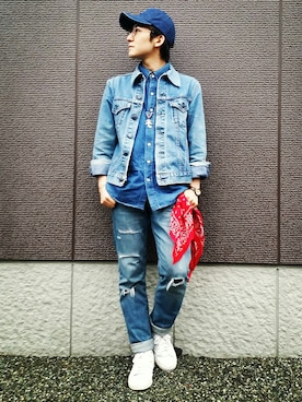 「OLD NAVY（オールドネイビー）のアイテム（パンツ）」を使った、山本瞳夏沙さん（メンズ・166cm）の春コーディネート