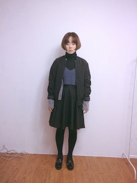 「skirt」｜「アイテム（ブルゾン）」を使った、김지혜さん（レディース・161cm）の秋コーディネート
