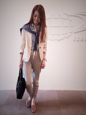 「BEAMS LIGHTS」｜「アイテム（その他アウター）」を使った、lippuさん（レディース・166cm）の春コーディネート