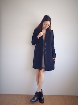 「BEAMS LIGHTS」｜「アイテム（チェスターコート）」を使った、lippuさん（レディース・166cm）の秋コーディネート