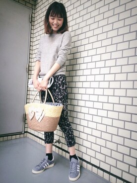 「アイテム（かごバッグ）」を使った、lippuさん（レディース・166cm）の春コーディネート