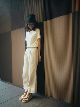 「ツバ広ハット」｜lippuさん（レディース・166cm）の夏コーディネート