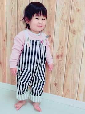 「DE NACHOS（デナチョス）のアイテム（オールインワン・サロペット）」を使った、KANAYOさん（キッズ・80cm）の春コーディネート